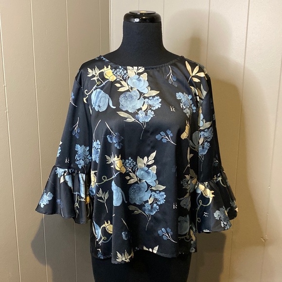 Ronner Women’s Design Cielo Blouse Jardin Floral 2/3 Bell Sleeves Back Button - Picture 3 of 9